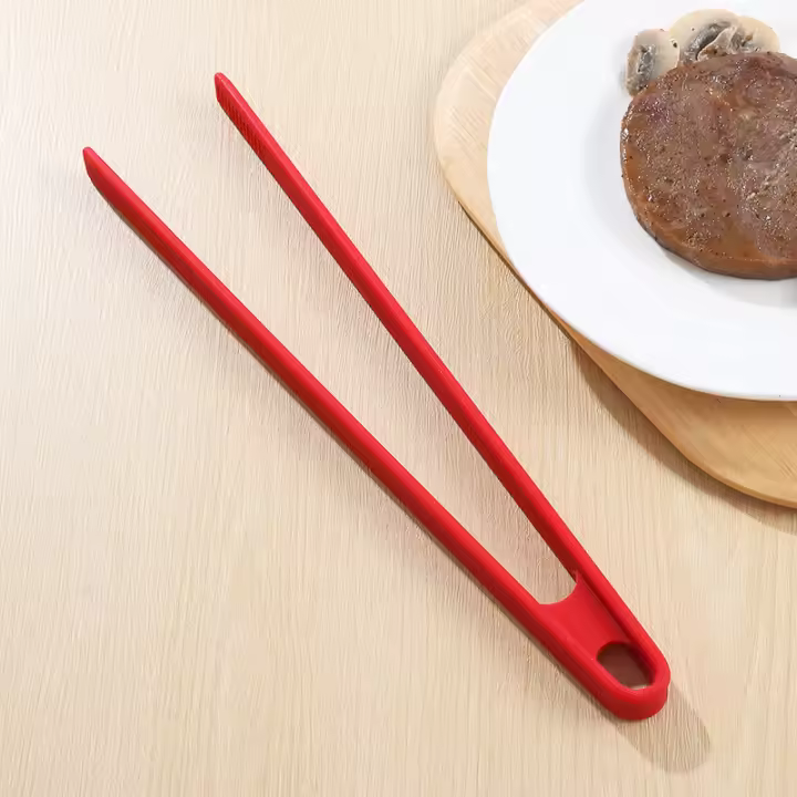 Pinzas de silicona resistentes al calor con soporte, 29,5 cm para barbacoa/hornear/pasta-Juego de 3 piezas (negro/gris/rojo) - 1