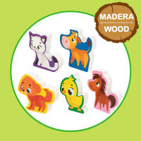 Puzzle interactivo Montessori Lisciani con animales de granja de madera y casitas de cartón para guardarlos, 27 piezas - details 1