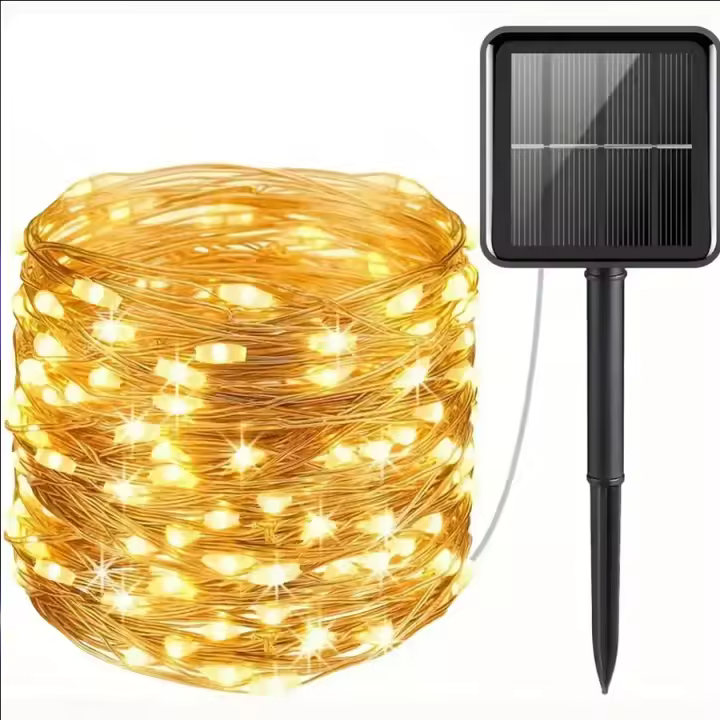 Luz De Cadena Solar De 300LED Para Exteriores Impermeable Fitas De Luz Solar De Cobre Para Árbol Jardín Fiesta Boda - 1