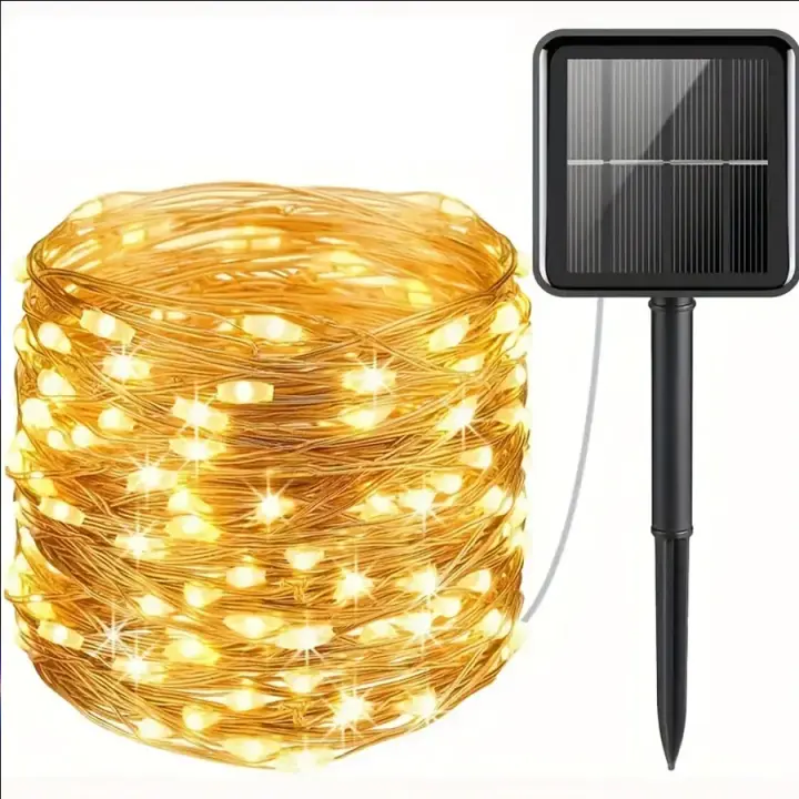 Luz De Cadena Solar De 300LED Para Exteriores Impermeable Fitas De Luz Solar De Cobre Para Árbol Jardín Fiesta Boda - 1
