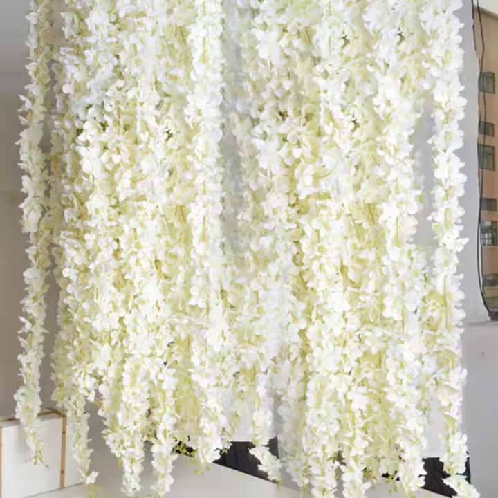 Garland De Flores Artificiales De Wisteria 20Pcs Valla De Hierba Falsa De Seda Para Decoración De Hogar Jardín Y Boda - 1