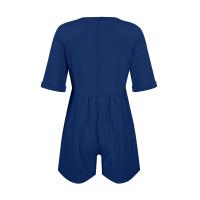 Monos De Verano Casuales Para Mujer Con Hombros Descubiertos Y Mangas Cortas Ruched Estilo Romper De Piernas Largas Con Bolsillos De Poliéster - details 22