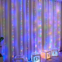 Luces De Cadena LED Para Cortinas 3x3/2/1m Luz Cálida Control Remoto Decoración De Navidad Boda Y Hogar Guirnalda Farolillos - details 9