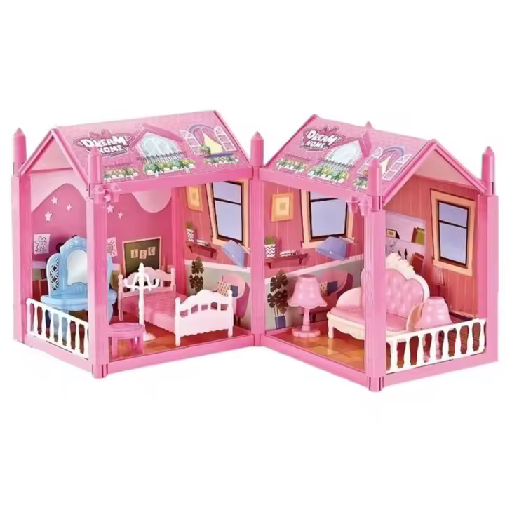 Casa de Muñecas con 65 piezas  LPM - Casa Litografiada de Juegos para Niñas y Accesorios - 25x50x25 cm - 1