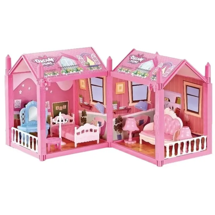 Casa de Muñecas con 65 piezas  LPM - Casa Litografiada de Juegos para Niñas y Accesorios - 25x50x25 cm - 1