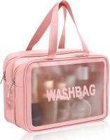 Neceser de Cosméticos Bolsa de ASEO para Mujer Bolsa de ASEO para hombre seco y Húmedo Bolsa de ASEO portátil impermeable Bolsa de maquillaje con gran capacidad Bolsa de almacenamiento, Rosa,. 28x12 - details 0