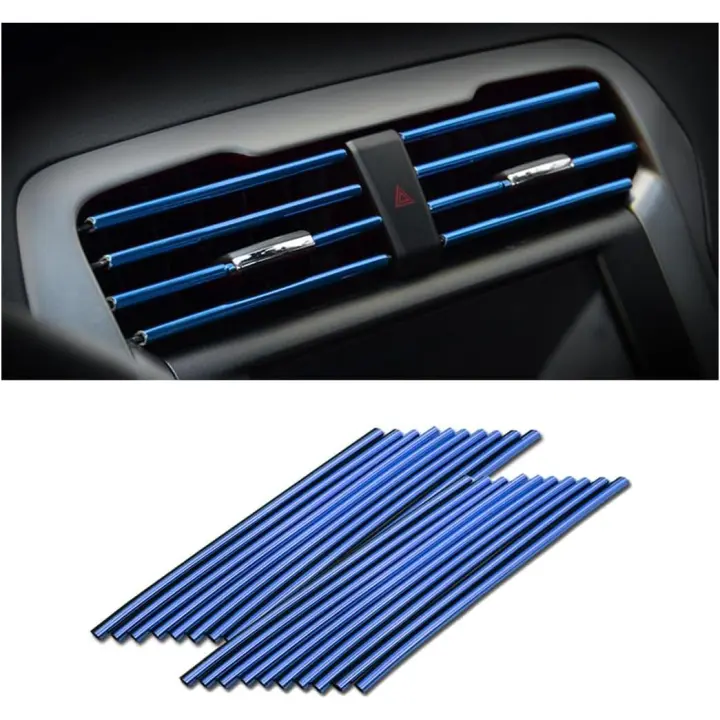 20 piezas de tiras decorativas para aire acondicionado de coche, tiras de moldura para salida de ventilación de bricolaje, accesorios interiores de coche flexibles, tiras de moldura para la mayoría de los coches - 1