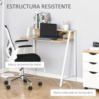 HOMCOM Escritorio Mesa de Ordenador 84x45x85 cm con Encimera de Madera y Patas de Metal Estilo Moderno para Oficina Estudio Dormitorio Carga 20 kg - details 4