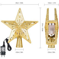 Decoración De Árbol De Navidad 3D Estrella Plateada Con LED Giratorio Proyector De Escarcha Luces Colgantes Para Fiesta Navideña - details 11