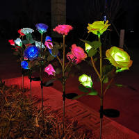 Lámparas Solares De Jardín Decorativas En Forma De Rosa Con 5 Cabezas Para Decoración De Patio Y Jardín Fuente De Energía Solar LED Incluida - details 9