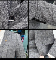 Traje De 3 Piezas Estampado De Rayas Y Cuadros De Alta Calidad - Traje Elegante Para Bodas Y Negocios Estilo Británico Con Chaleco Y Pantalones - details 7