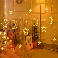 Decoración De Navidad Y Ramadán 2025 Luces De Cortina Guirnalda Estrella Luna Aid EID Mubarak 2024 Para Hogar Eventos Musulmanes Fiesta - details 20