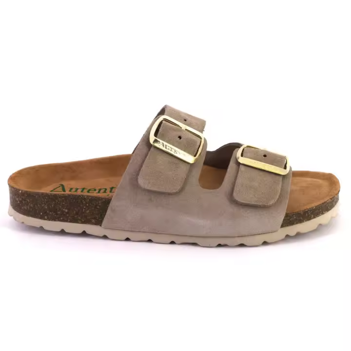 AUTENTI 0747 Zuecos o mules de mujer taupe ANTE SERRAJE 525 - 1
