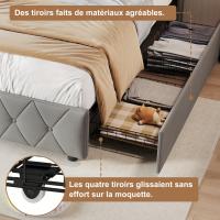 Cama individual 90×200 cm con cabecero acolchado, iluminación LED RGB, puerto USB y Type‑C, 2 cajones de almacenamiento móvile - details 2