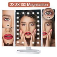 Espejo De Maquillaje Ajustable Con Lámparas LED Tri-fold Y Magnificación 1x/2x/3x/10x Para Baño Mesa De Belleza - details 3