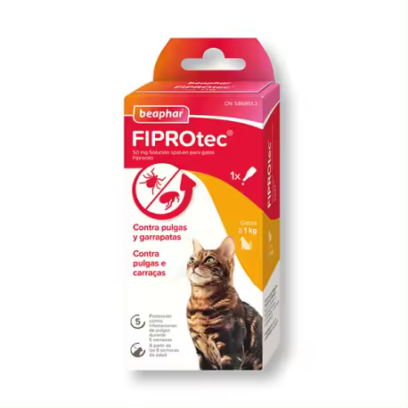 BEAPHAR FIPROTEC SPOT ON GATO PIPETAS 1X0,5ML - 1
