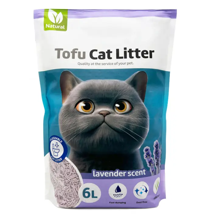 Arena Aglomerante para Gatos Arena de Tofu para Gatos sin Polvo Fácil de Aglomerar Controla los Olores se Lanza en el Inodoro Sabor Lavanda BPS-15458 - 1