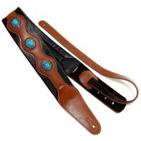 Correa De Guitarra Ajustable De Cuero Suave Retro Clásica Con Bolas Étnicas Para Acústica Eléctrica Folk Y Bajo De Madera - details 0