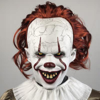 Máscara De Payaso Malvado Pennywise Disfraz De Horror Para Fiesta De Halloween Carnival Latex Inalámbrico Para Adultos Unisex - details 0