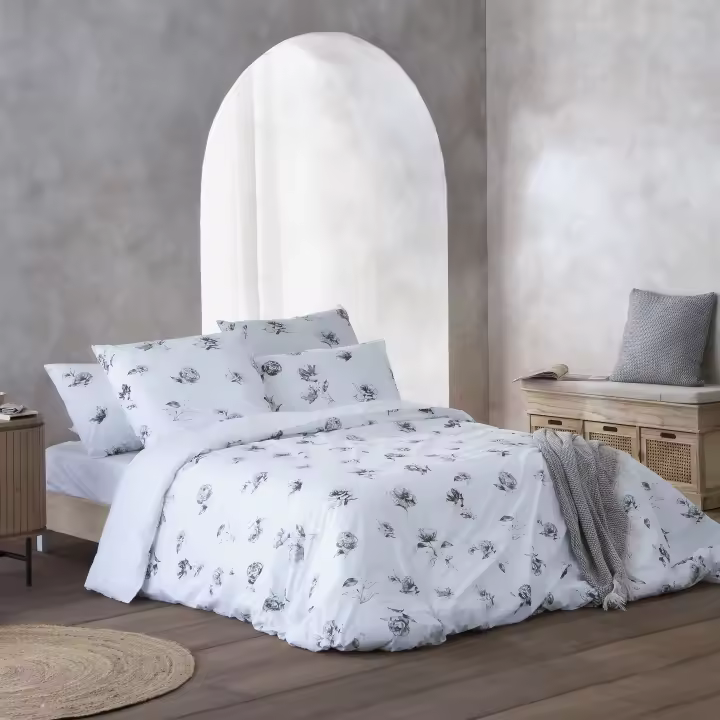 ETHERE MAISON - Funda nórdica Tulipa, algodón 200 hilos. Cierre con botones. - 1