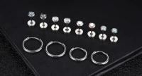 Pendientes De Anillo Planos Hipoalergénicos Para Oídos Sensibles Para Hombres Y Mujeres Con CZ Ajuste De Cartílago Acero Inoxidable 18G Set - details 6
