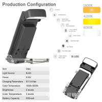Nueva luz de lectura con clip para libro, luz nocturna con carga USB, lámpara de mesa con clip portátil, protección para los ojos, mini luz LED para libro con tarjeta - details 16