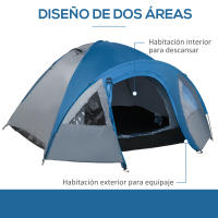 Outsunny Tienda de Campaña para 3-4 Personas Tienda de Camping con Ventanas 2 Bolsillos y Bolsa de Transporte 250x300x130 cm Gris y Azul - details 4