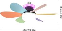 Ventilador de techo LED de 52 cm con luces, E26/E27, 40 W, luz con control remoto, 3 velocidades, temporizador, RGB regulable, 6 aspas, lámpara para dormitorio, sala de estar y oficina. - details 7