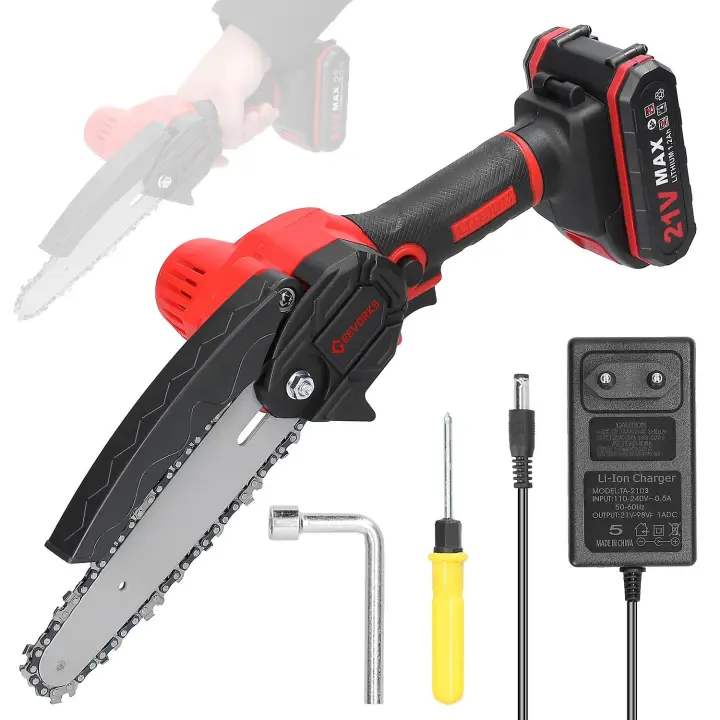 21V 6inch Portable Electric Pruning Saws Small Wood Splitting Chainsaw Brush Motor One-handed Woodwo - 1