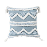 Funda De Cojín Rectangular Azul Con Patrón Geométrico Y Lazos Para Decoración Del Sofá Y La Habitación 100% Poliéster Lavable - details 10