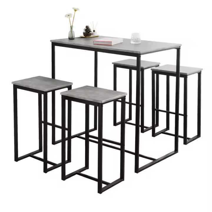 SoBuy OGT15-HG Set Mesa Alta de Bar y 4 Taburetes Muebles Bar Comedor ES (OGT15-HG) - 1