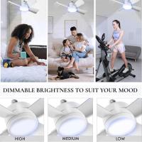 Ventilador de techo con luz, 3 velocidades, 4 aspas silenciosas, luz LED regulable, mini ventilador de techo moderno blanco para dormitorio, sala de estar y cocina. - details 1