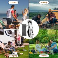 Cubiertos multifungals 5 a 1, Vajilla de Utensilios para Campar al aire libre, Juego de Cubiertos portátiles de Acero inoxidable para Viajes, Con Bolsa con cordón (1 Paquete) - details 1