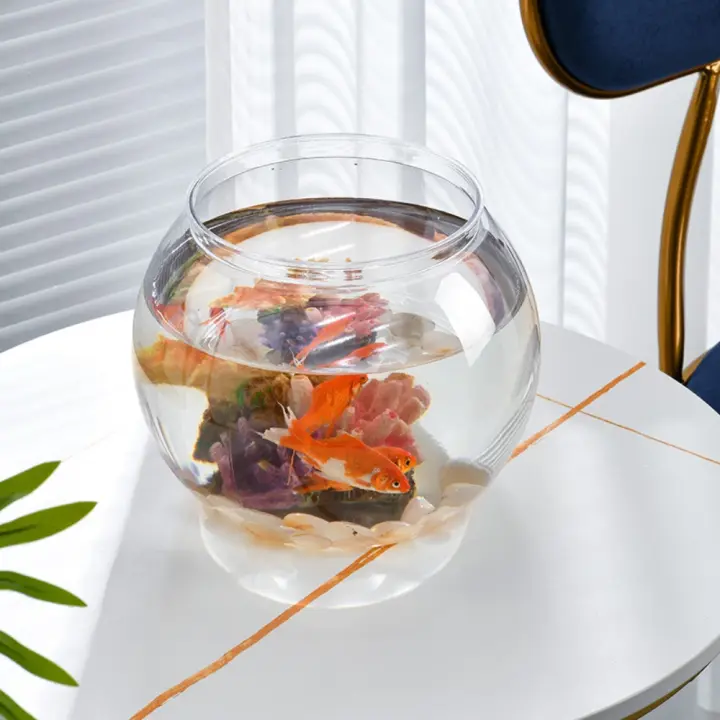 Pequeño Acuario Redondo De Plástico Transparente Para Decoración De Escritorio Pequeño Acuario Ornamental Portátil De Peces - 1