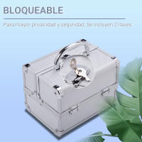 HOMCOM Maletín Maquillaje Profesional Estuche de Cosmético Portátil con Bandejas de 3 Niveles y Espejo 2 Llaves para Joyero Manicura Viaje 20x15x15 cm - details 6