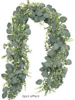 2pcs Vinatera De Eucalipto Artificial Textura Real Planta Verde Falsa Colgante Para Decoración De Bodas Jardín Casa Fiestas Pared - details 2