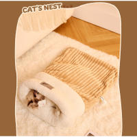 Bolsa De Dormir Para Mascotas Invierno Cálido Suave Plush Semi-Encerrado Sillón Para Gatos Y Perros Accesorios De Cama Cómodos Para El Hogar - details 9