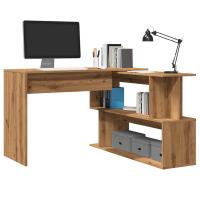 vidaXL Escritorio de esquina madera contrachapada 200x50x76 cm en color Blanco/Blanco brillante/Gris hormigón y más | estructura resistente ideal para salón dormitorio o estudio - details 8