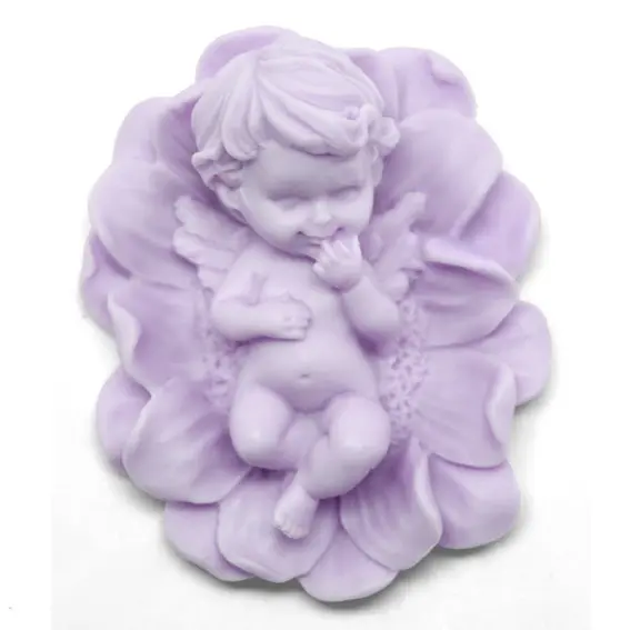 Molde Jabón Angelito en Flor | Molde de Silicona Flexible para Detalles de Bautizo | Antiadherente y Versátil para Manualidades | Ideal para Jabones - 1