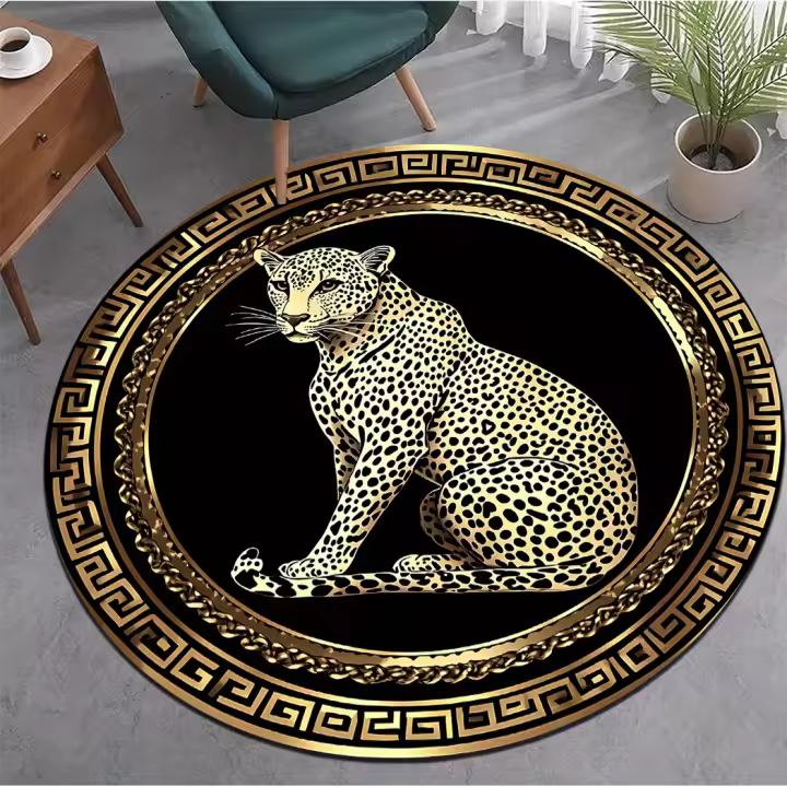 Carpetilla Circular Yin Yang Gato Con Suelo Antideslizante Flannel Lavable En Máquina Decoración Del Hogar Para Sala De Estar Ligera Moderna Polyester - 1