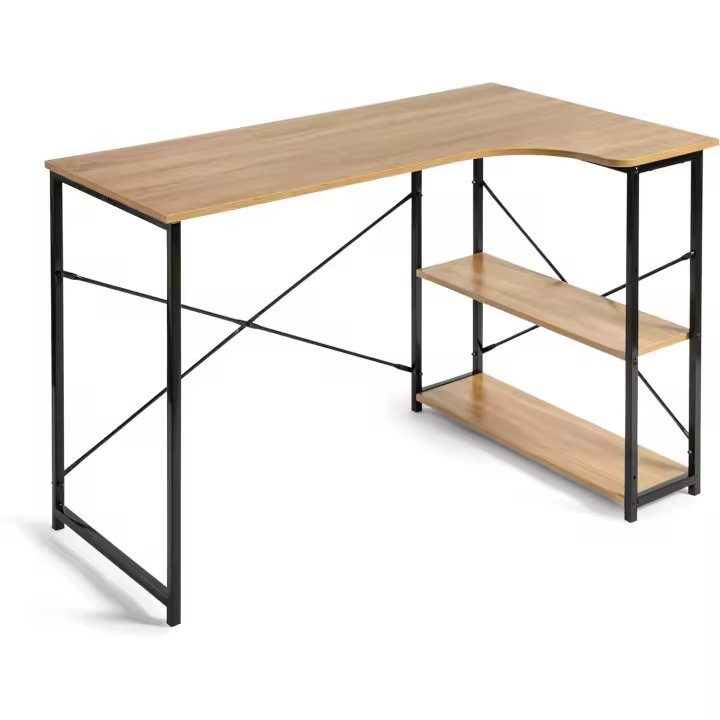 DUPI Mesa Escritorio con Estantes – Estructura de Acero Resistente, Diseño Multifuncional para Oficina o Estudio, 120x73x75 cm - 1