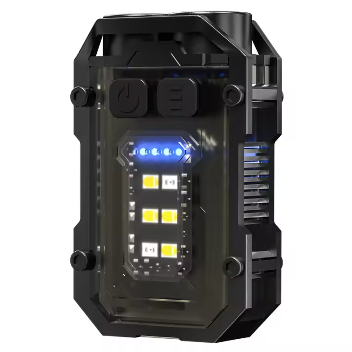 Nueva linterna LED tipo C, recargable, con cabezal giratorio y luz de llavero magnética multifunción. - 1