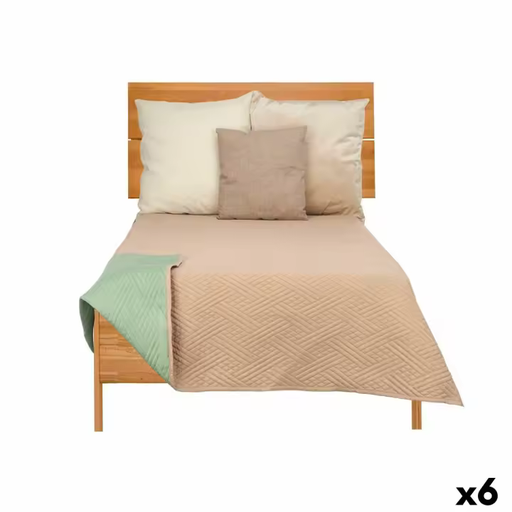 Colcha Reversible 240 x 260 cm Verde Beige (6 Unidades) - 1