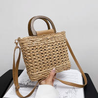 Crossbody Bag Women's Bag Straw Shoulder Bag New Fashion Leisure Bag Woven Beach Bag Handbag, 23*19*8cm, Off-white - details 5
