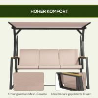 Swing Banco Columpio de 3 plazas con cojeos y Techo regulable, peso 300 kg color CAFI 205x130x175 cm, para Jardines y Terrazas - details 3