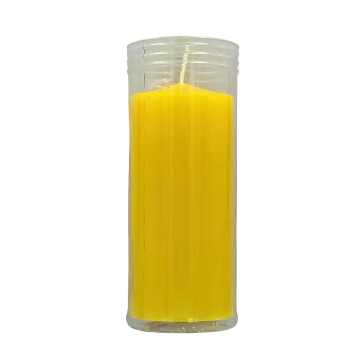 VELÓN AMARILLO DE 15x6cm DE 3 DÍAS DE DURACIÓN: DINERO, RIQUEZA Y ABUNDANCIA - KARMA | Velón Especial para Petición de Riqueza y Prosperidad | Buena Suerte en Temas Económicos, de Trabajo, Dinero, Estabilidad Económica, Ganar Dinero, Mejorar Ventas - 1
