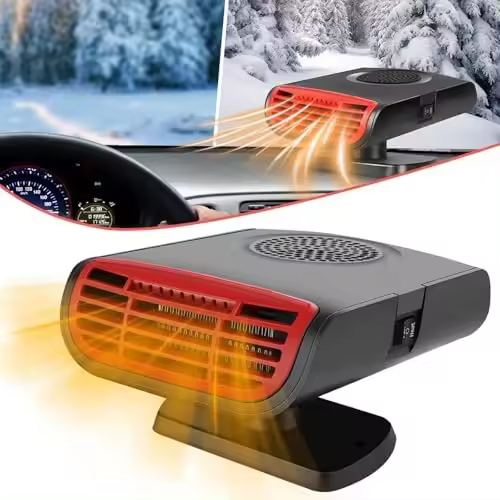 Calentador portátil para coche, calentador portátil para coche, calentadores de coche de 12 V y 150 W para vehículos, calentador de coche 2 en 1 que se enchufa al encendedor de cigarrillos, calentador de parabrisas con descongelador giratorio de 360 grado - 1