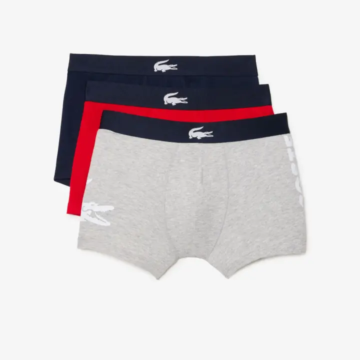 Pack 3 Calzoncillos Boxers Lacoste Gris, Rojo, Azul - 1