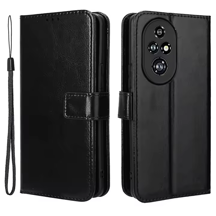 Para Honor 200 Pro 5G Case Crazy Horse Textura de Cuero Cubierta Del Teléfono 3 RanurasPara Tarjetas - 1