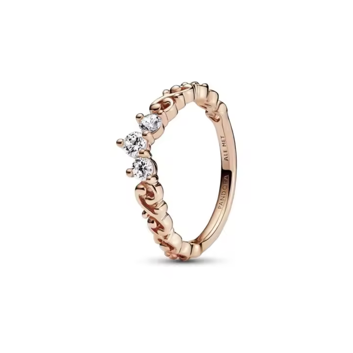 182232C01 - Anillo con un recubrimiento en oro rosa de 14k Tiara Real Remolino Pandora 182232C01 PANDORA Silver  Anillo Pandora original - 1